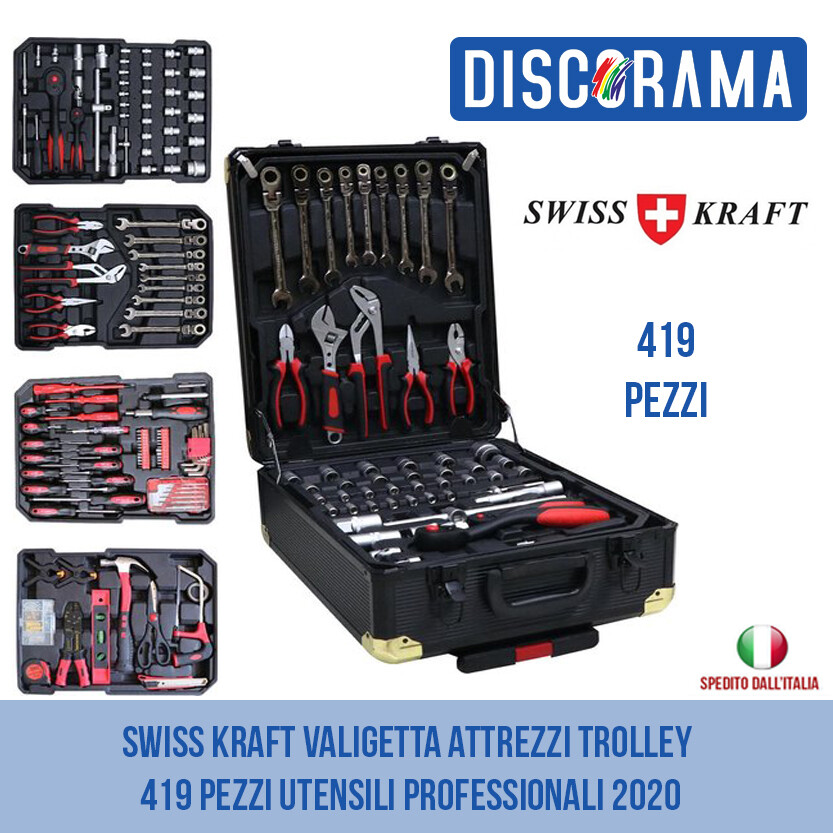 Set Attrezzi Swiss Kraft Trolley 419 Pezzi - Edizione Professionale 2020