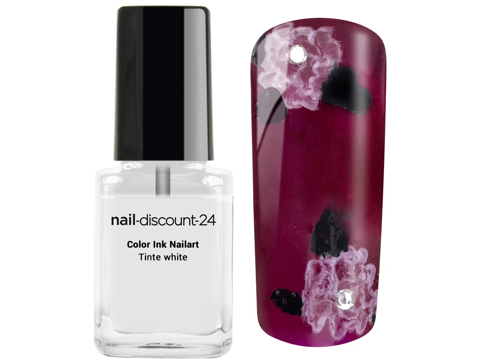 Ink Color weiß NailArt Farbe Tinte XXL 12ml Polish Blooming Smoke Lack white Gel - Bild 3 von 3
