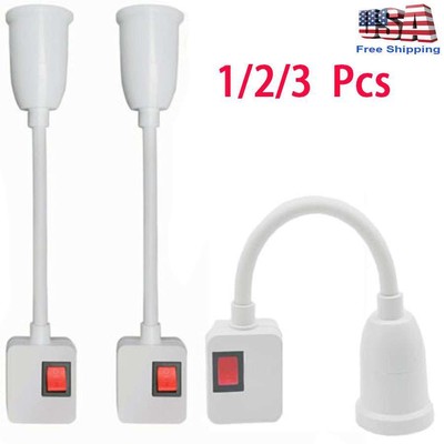 1/2/3pcs E26 E27 LED Light Bulb Lamp Holder Flexible Extension Adapter Socket US