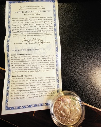 2007 P Jamestown 400th Anniversary PROOF Silver Dollar PROOF - Picture 4 of 5