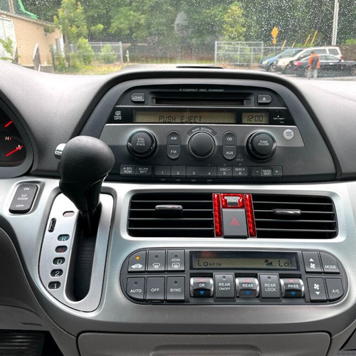 For Honda Odyssey 05-10 Red Carbon Fiber Interior Hazard Light Button Cover Trim - Picture 5 of 23