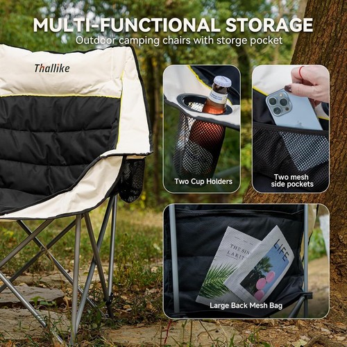 Camping Chair for Adults Outdoor Folding Chair with Cup Holders, - Picture 4 of 5