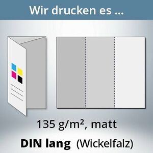 Flyer Drucken Folder Din Lang 6 Seitig Wickelfalz 135g Matt Farbig Top Ebay