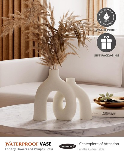 Matte Ceramic Decorations for Living Room Shelf, Bookshelf Mantle Entryway Table - Picture 5 of 11