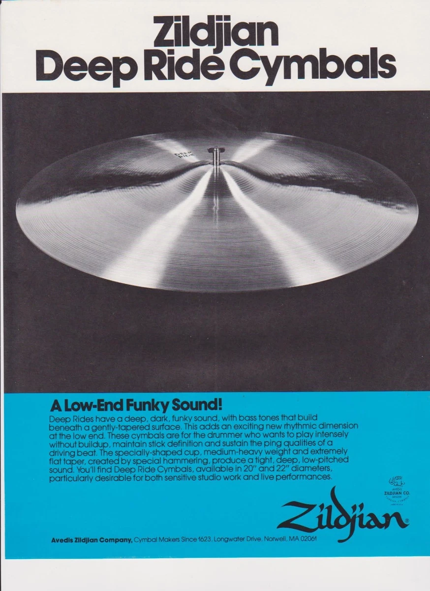 VINTAGE AD SHEET 2218 1970s AVEDIS ZILDJIAN DEEP RIDE CYMBALS