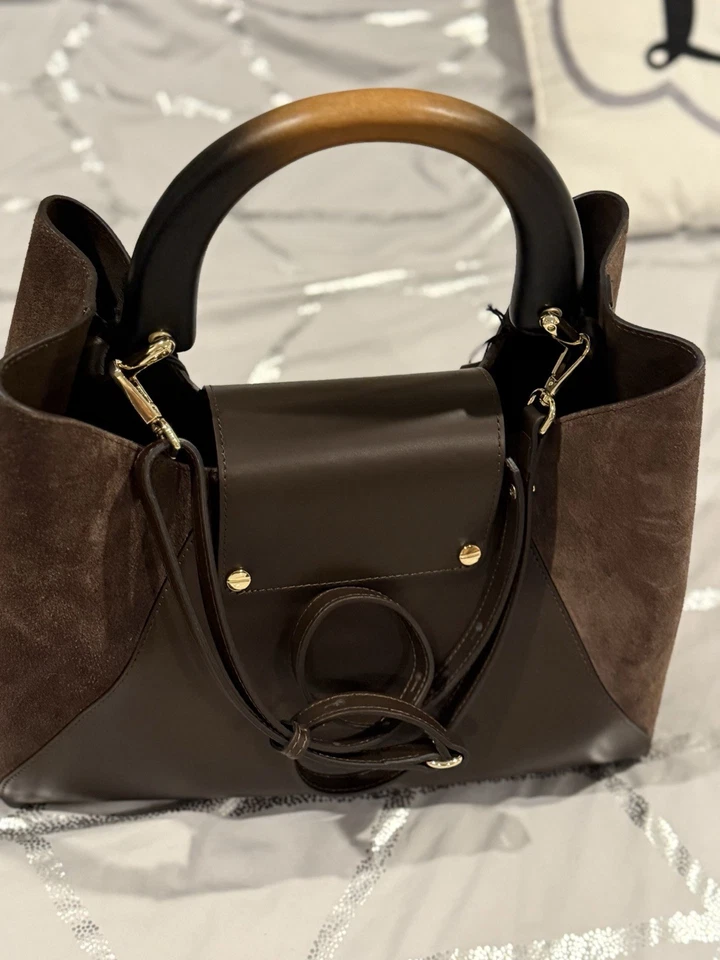 Bolso de cuero marrón Claudia italiano nuevo de lujo Foto 4 de 4