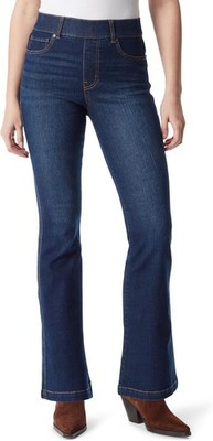 Gloria Vanderbilt Shape Effect Pull-On Flare Leg Jeans 14 Asheboro w/ Whiskers