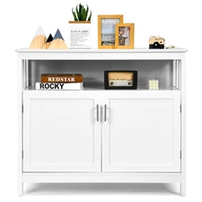 Costway Kitchen Buffet Server Sideboard Storage Cabinet w/Shelf & 2 Doors White