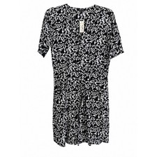 Madewell NWT Black & White Abstract Print Dress Size 8 Button Front Pockets