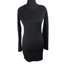 Princess Polly Womens Bodycon Dress Size 8 Black Ribbed Witchy Club Grunge Light