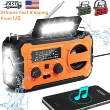 Emergency Radio Crank Solar Hand Weather 10000mAh Power Bank Charger Flash Light