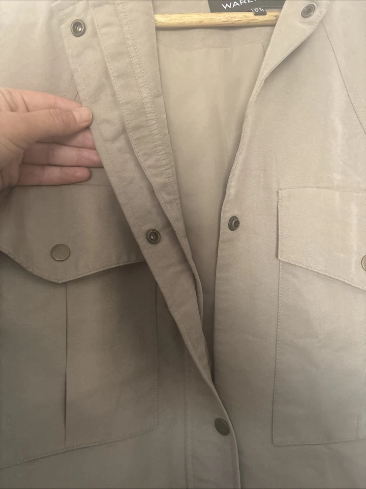 Oversized Lightweight Collarless Parka / Trench Coat Size 6 - Image 4 of 4