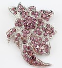 Wedding Bridal Brooch Pin Purple Austrian Rhinestone Crystal Floral
