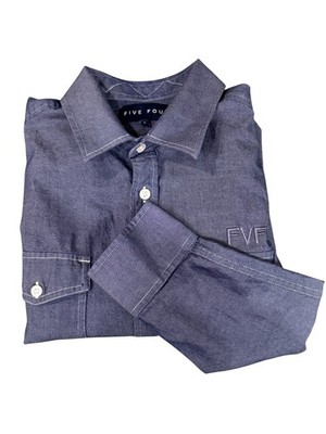 NWT Five Four Mens Large Long Sleeve Chambray Button Up Collared Dress Shirt