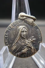 Rare Antique French St. Therese Signed "JB" Medal "Shower of Roses"