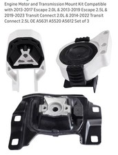 Motor and Transmission Mount Kit Compatible with 2013-2017 2.0L  2013-2019 2.