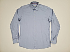 Eton York Slim Dress Shirt Mens 17 43 Light Blue Cotton Micro Check Romania