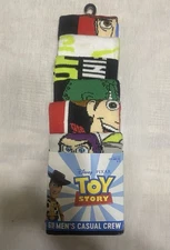 Toy Story Disney Cartoon 6 Pair CREW SOCKS Men Size 8-12 Bioworld Novelty Sock