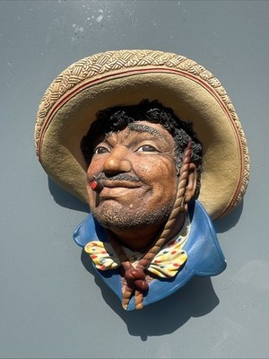 Vintage Bossons Chalkware Character Head ''Pancho'' 1962 Made in England Mexican