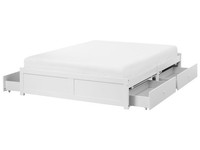 Doppelbett Aus Melaminbeschichtetem Mdf-Kiefernholz Weiß Mit Stauraum 140 X 200