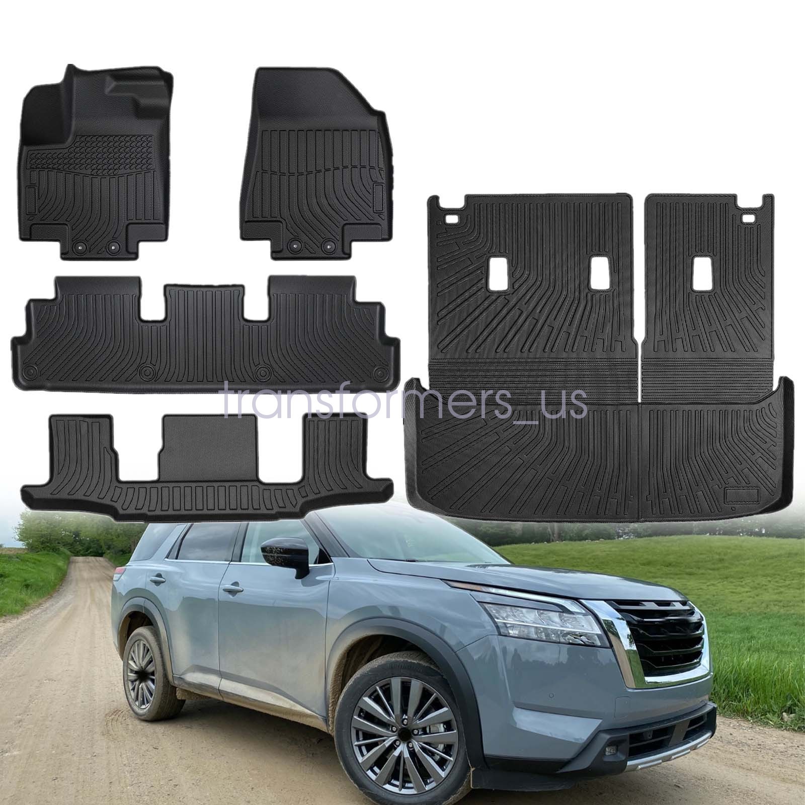 TPE 3D Floor Mats & Trunk Cargo Liners For 2022-2024 Nissan Pathfinder 7 Seats