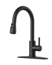Black Kitchen Faucet with Pull Down Sprayer, Bar High Arc Single Handle Tradi...