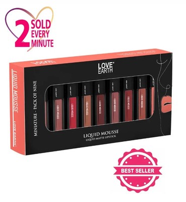 Love Earth Liquid Mousse Lipstick Matte Finish Combo Kit - (2ml X 9) 18ml