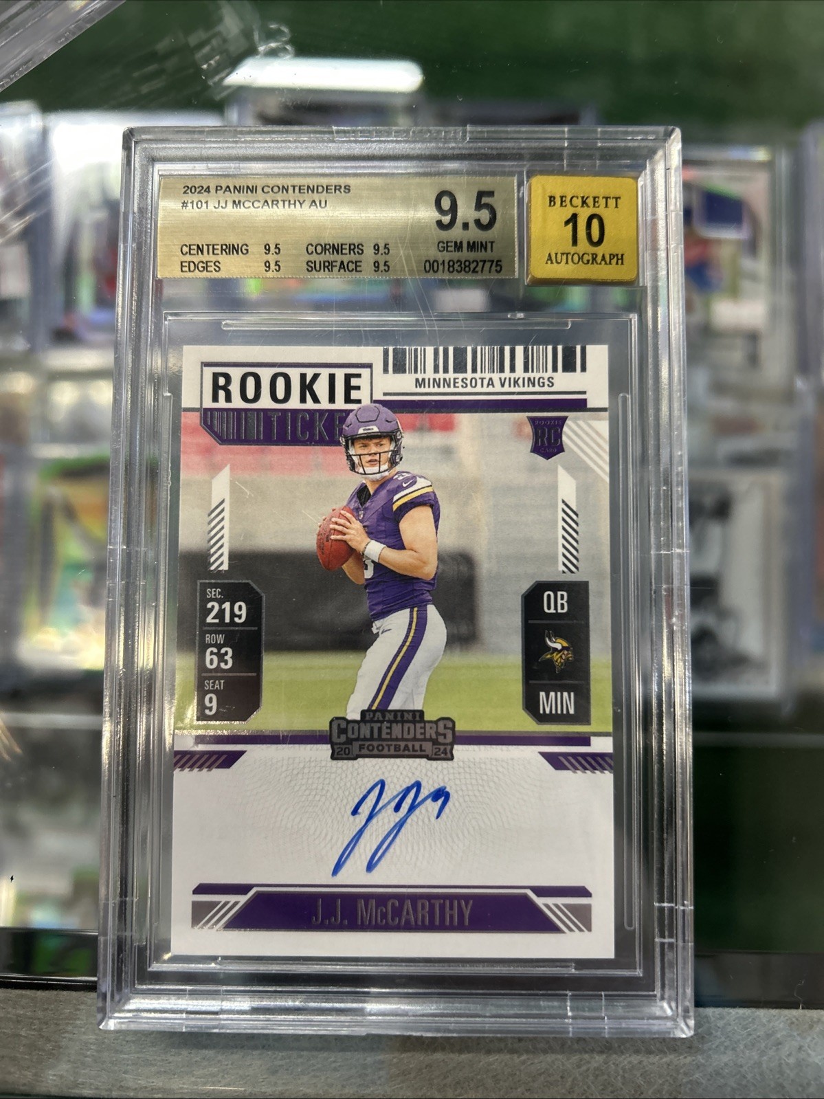 2024 Panini Contenders #101 J.J. McCarthy RC Rookie Gem Mint BGS 9.5 10 Auto