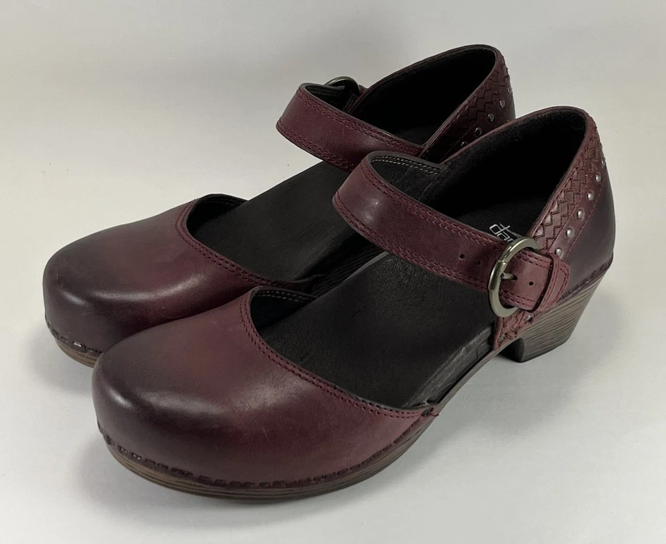 Dansko Makenna Mary Jane 舒适鞋女式红色皮革镶嵌 38-8 码美国 — 第 2/4 张图片