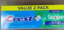 2 Pack Crest Plus Scope Outlast Complete Whitening Toothpaste, 5.4 oz 12/2027+ 0.83 per gallon