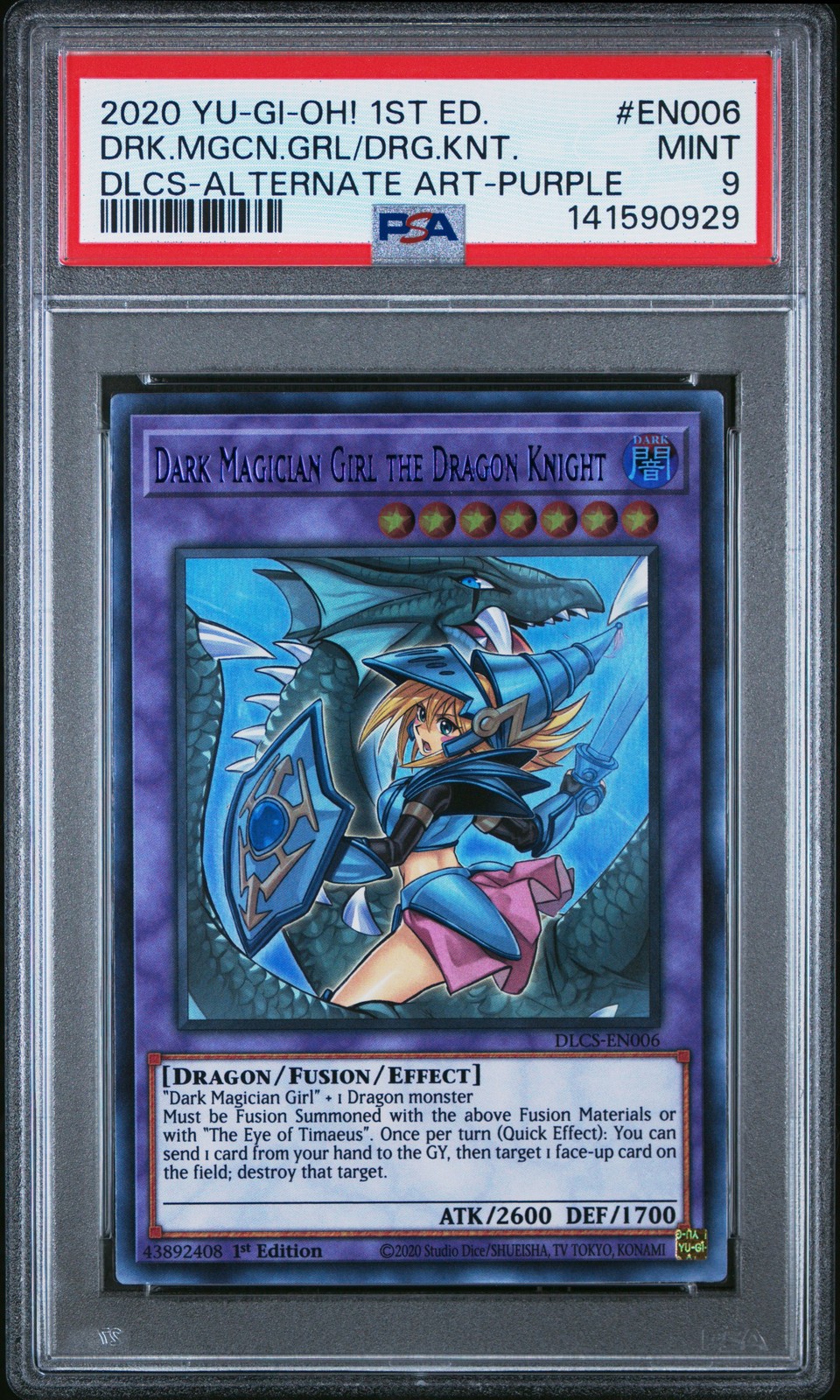 2020 1ST EDITION-ALTERNATE ART-PURPLE DARK MAGICIAN GIRL THE DRAGON KNIGHT PSA 9