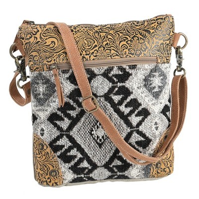 OH OHLAY OHV365 Cross Body Embossed Upcycled Wool Upcycled Canvas Genuine