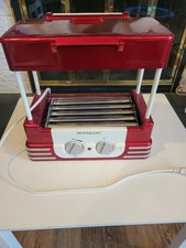 NOSTALGIA ELECTRICS HOT DOG ROLLER CLEAN GRILL MODEL RHD800 & BUN WARMER