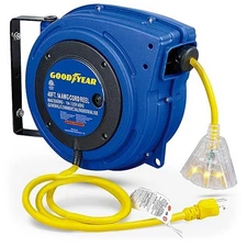GOODYEAR Extension Cord Reel Extra Long 40 ft 14AWG 3C SJTOW 63313134G - Blue