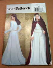 Butterick B4377 Misses Medieval Kirtle Dress Costume Cape Pattern Sz 6-12 Uncut