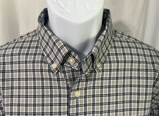 Banana Republic Men s Gray Blue White Slim Fit Flex Tech Stretch Shirt L