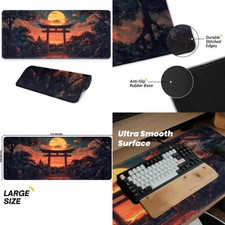 Large Anime Inspired Japanese Forest Full Moon Gaming Mouse Pad