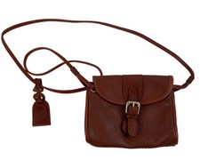 Vintage Liz Claiborne Brown Leather Crossbody Bag Buckle Adjustable Strap