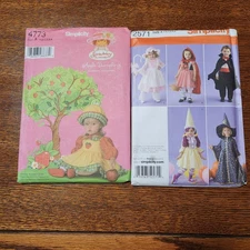 Simplicity Kids Costume Patterns. 2 patterns for sizes 1/2-4 *Lot 57*