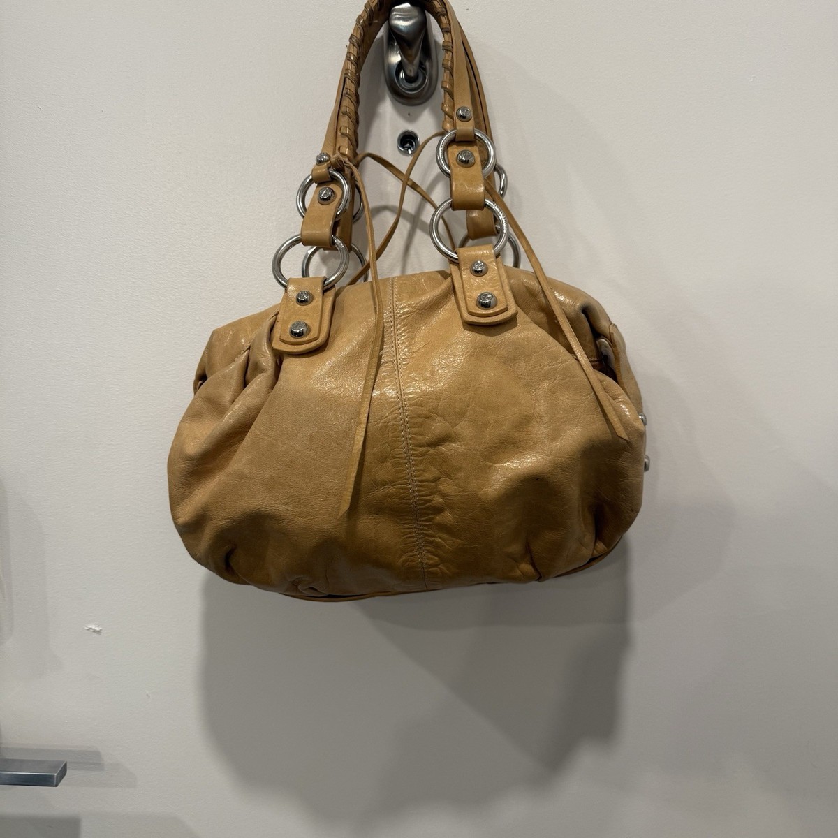 Francesco Biasia Tan Leather Handbag Vintage Tanned *stains* See