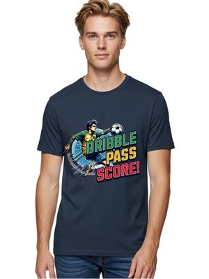 Dribble-Pass-Score Mens Graphic Tee, 100% Cotton, Casual Summer Wear