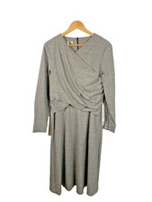 Jaeger Dress Size UK 12 Grey Marl Rare Wrap Front Smart Work Sample Texture