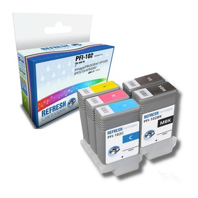 Refresh Patronen Full Set 5 Stück PFI-102 Tinte kompatibel mit Canon Druckern
