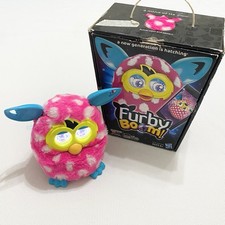 Furby Boom Pink White Polka Dot Blue Ears w/ Box Hasbro Tested Working