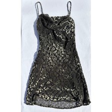 ASTR The Label Olive Green Leopard Burnout Velvet Cowl Neck Mini Dress Small