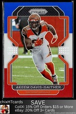 Akeem Davis-Gaither 2021 Panini Prizm Red White and Blue #275 Cincinnati Bengals