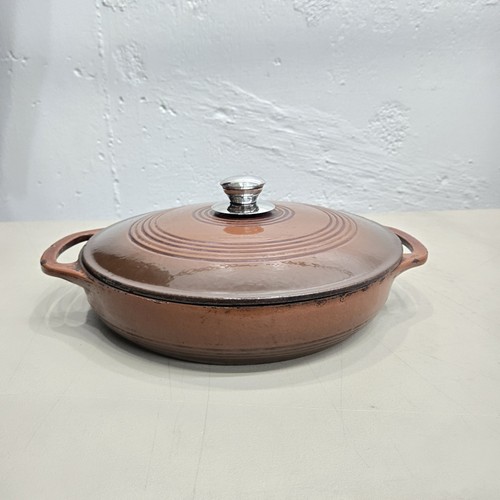 Brasiere in ghisa smaltata 3 qt 11,75" marrone vintage loggia con coperchio - Foto 6 di 14
