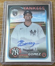 YOENDRYS GOMEZ 2024 Topps Chrome Update REFRACTOR AUTO RC ROOKIE #/499 ! YANKEES