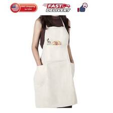 100 Cotton Canvas Professional Bib Apron With 3 Pockets for Women Men Adults...
