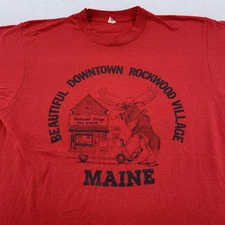 Vintage Rockwood Village Maine General Store Shirt Mens Medium Moose 80s Tee USA